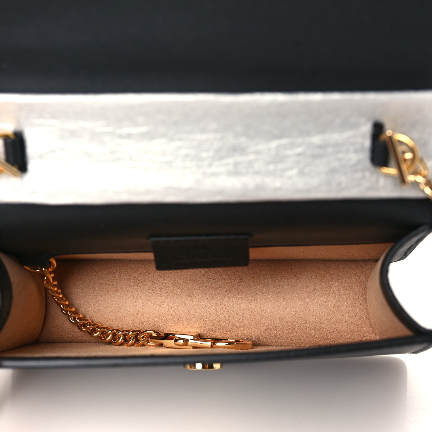 Gucci Calfskin Super Mini Sylvie Chain Shoulder Bag Black 5 of 10