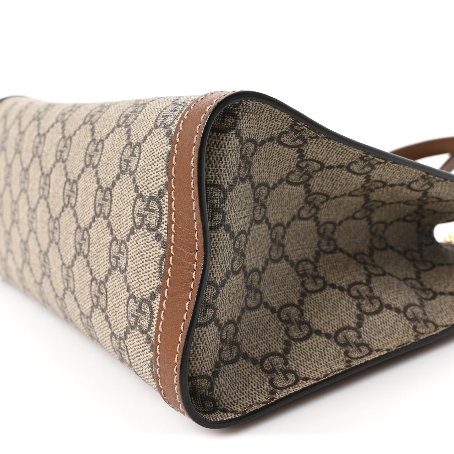 GG Supreme Monogram Calfskin Small Padlock Tote Beige Ebony Tuscany