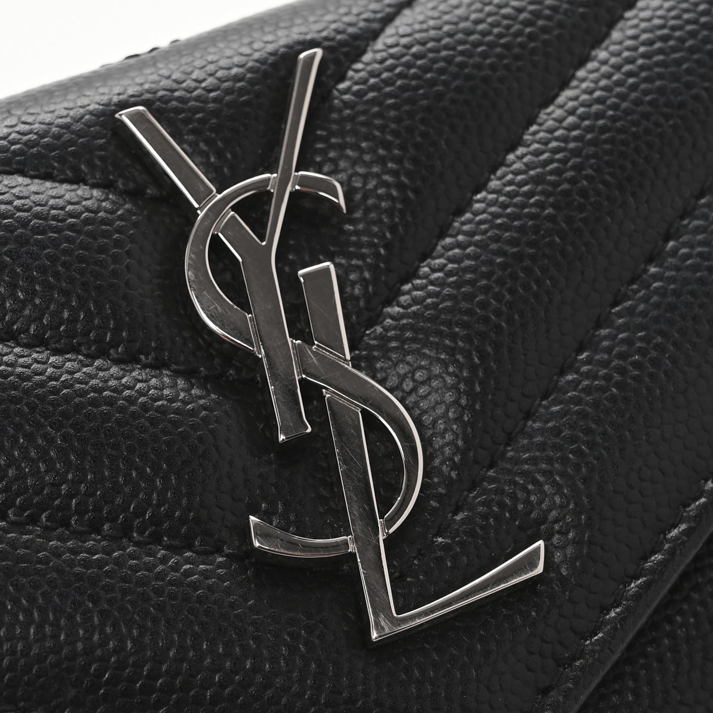 Grain De Poudre Matelasse Chevron Small Monogram Envelope Wallet Black