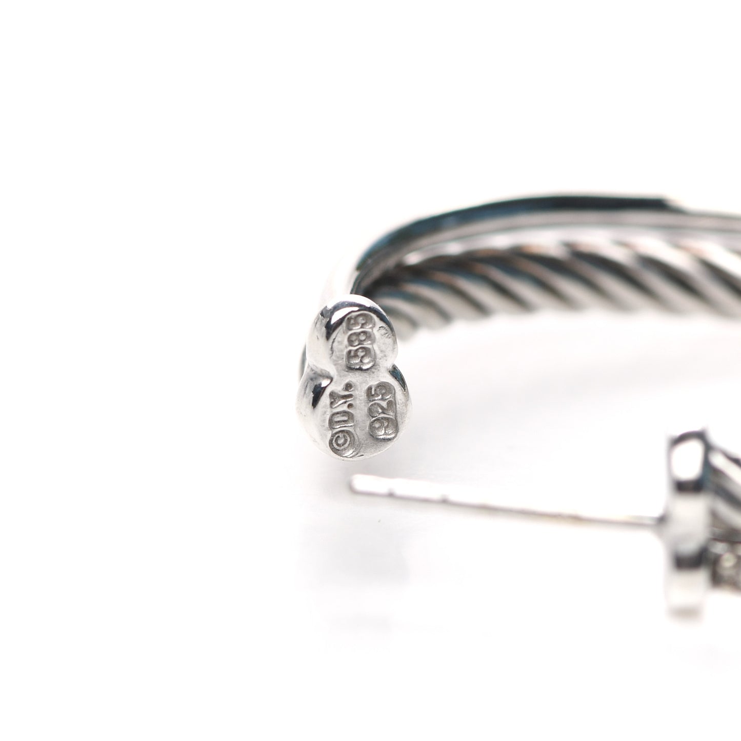 Sterling Silver Diamond Medium Crossover Hoop Earrings