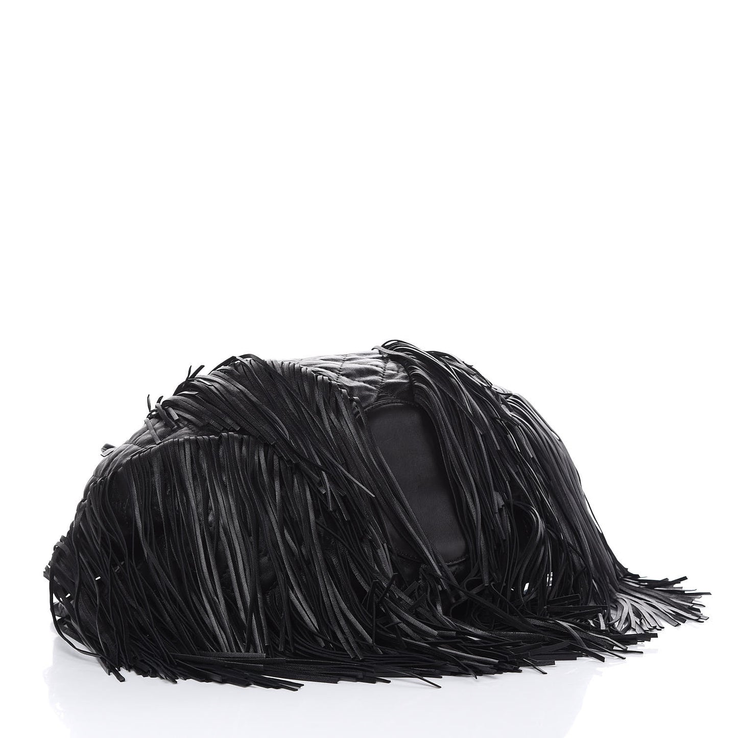 Lambskin Quilted Western Baluchon Fringe Bag Black