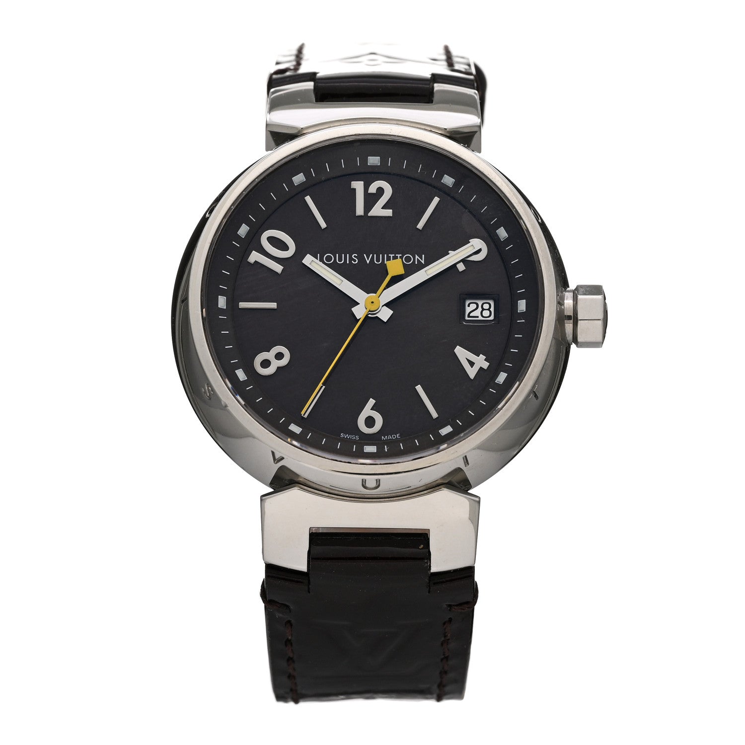 Louis Vuitton Stainless Steel Vernis 28mm Tambour Quartz Watch Brown 1 of 4