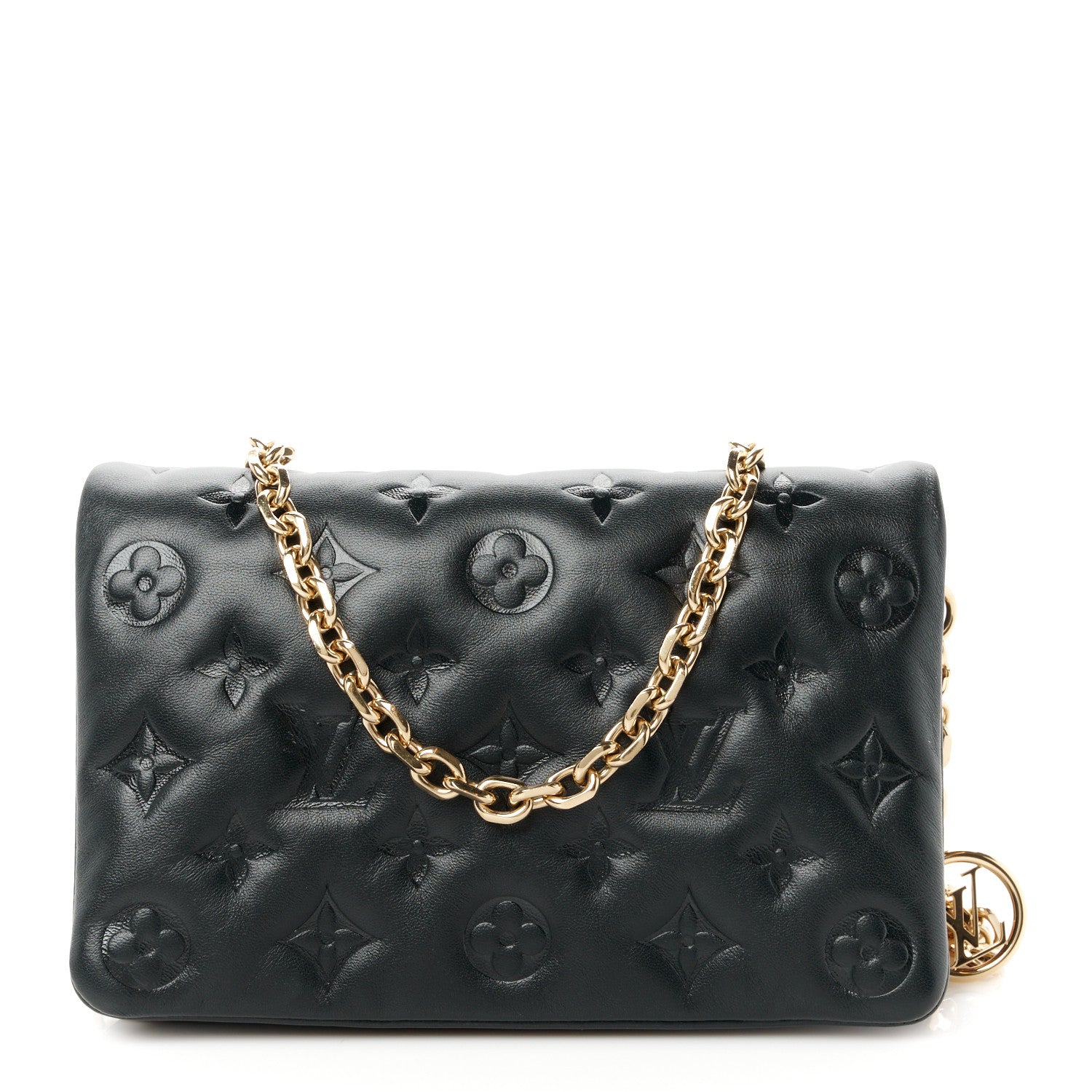 Louis Vuitton Lambskin Embossed Monogram Pochette Coussin Black 1 of 9
