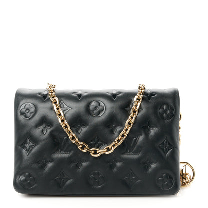 Louis Vuitton Lambskin Embossed Monogram Pochette Coussin Black 1 of 9