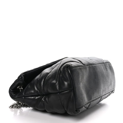 Saint Laurent Lambskin Quilted Medium Loulou Puffer Monogram Chain Satchel Black 4 of 9