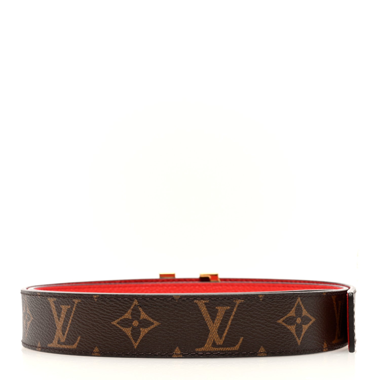 Louis Vuitton Calfskin Monogram LV Initiales Reversible Belt 90 36 Red 3 of 6