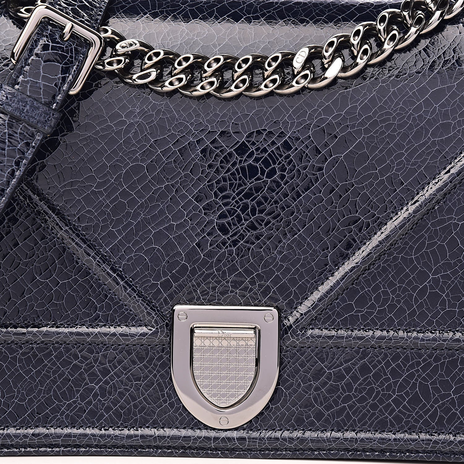 Christian Dior Crackled Deerskin Medium Diorama Flap Bag Navy 11 of 11