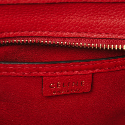 Celine Drummed Calfskin Nano Luggage Coquelicot 6 of 7