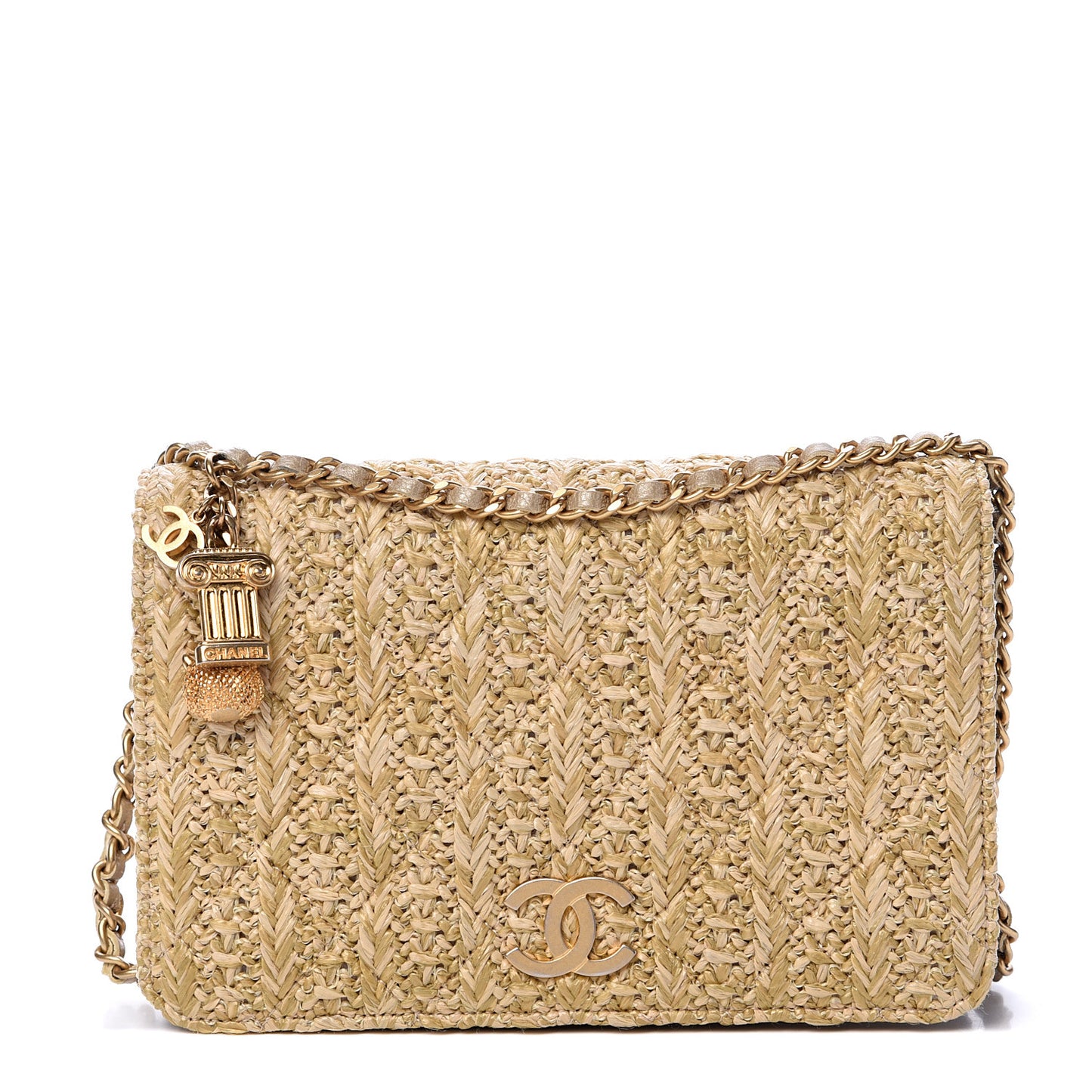 Woven Straw Braided Ancient Greek Wallet On Chain WOC Beige