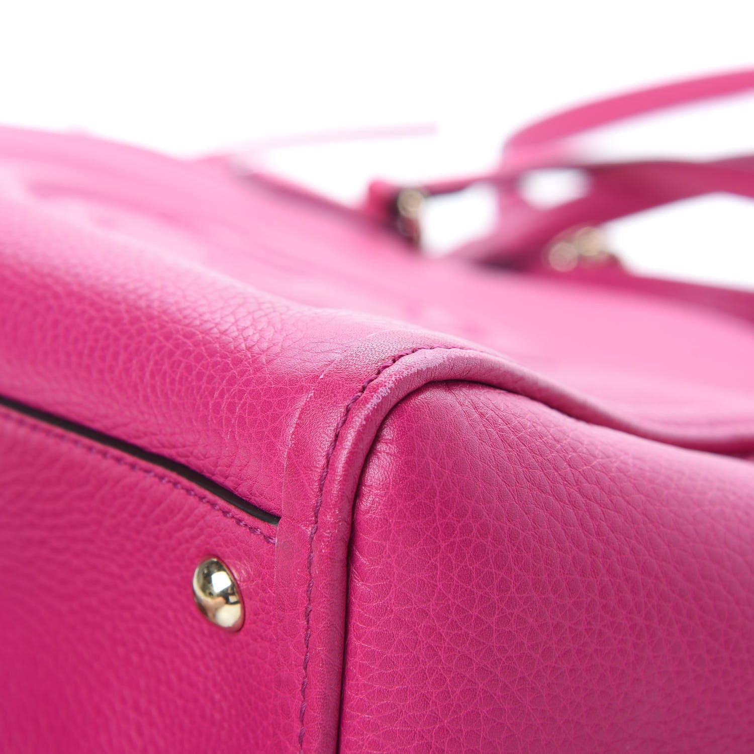 Gucci Pebbled Calfskin Small Soho Top Handle Bag Bright Bougainvillea 11 of 14
