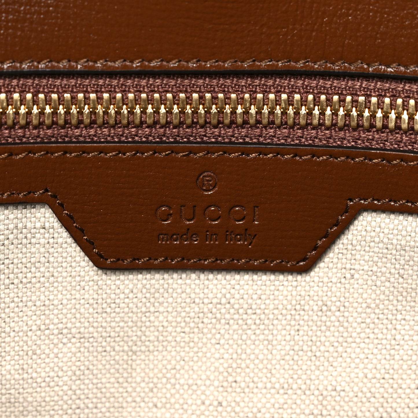 GG Supreme Monogram Azalea Calfskin Medium Retro Interlocking G Tote Bag Beige Ebony Brown Sugar