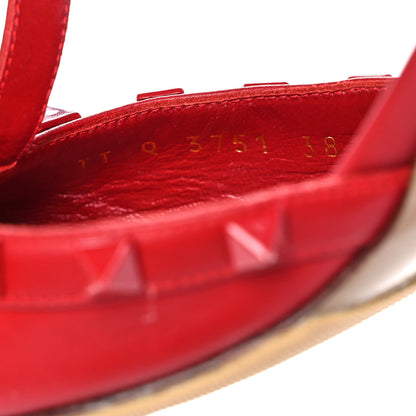 Valentino Garavani Calfskin Lacquered Monochrome Rockstud Ankle Strap 65mm Pumps 38 Rosso Valentino 10 of 10