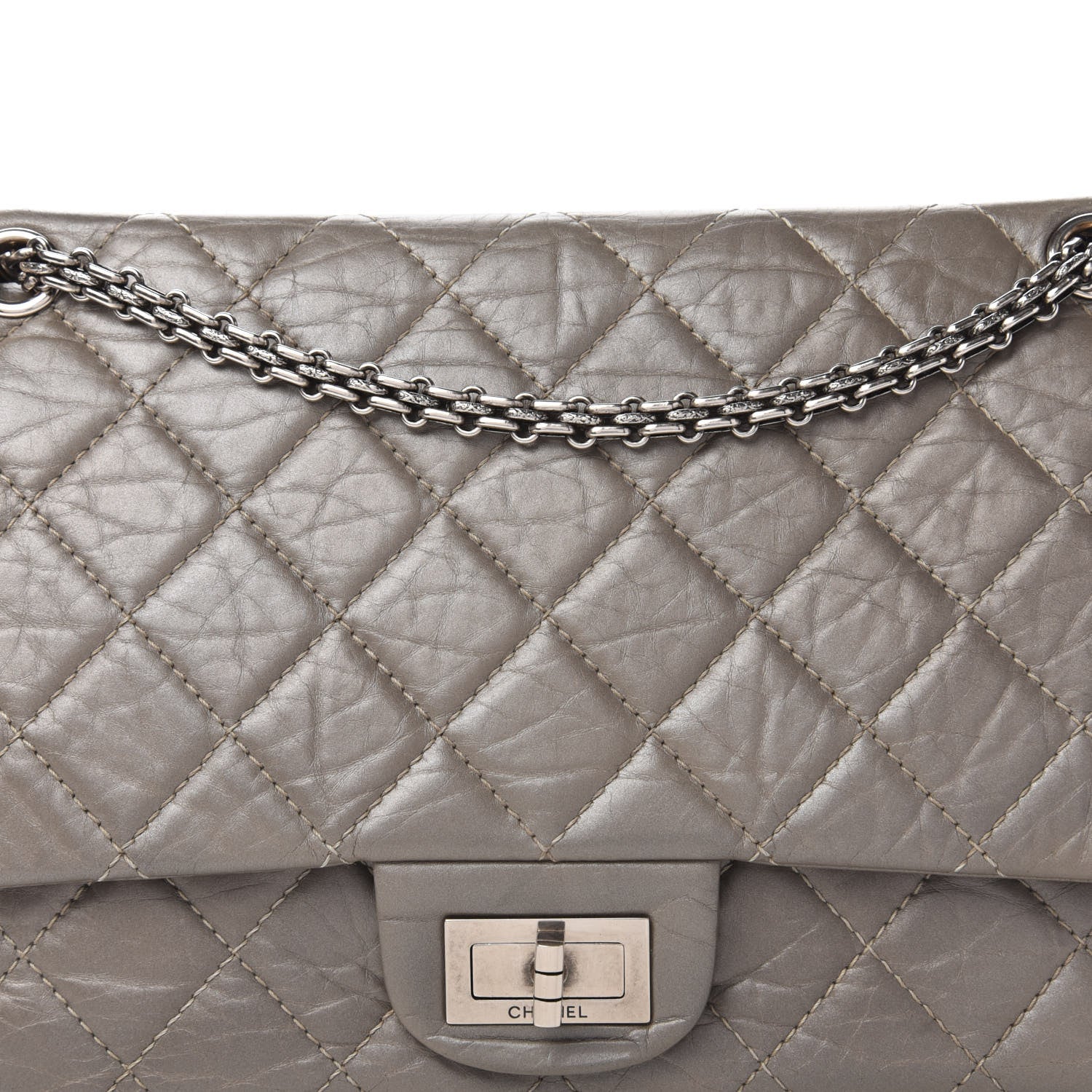 Chanel Metallic Aged Calfskin Quilted 2.55 Reissue 227 Flap Grey 11 of 11