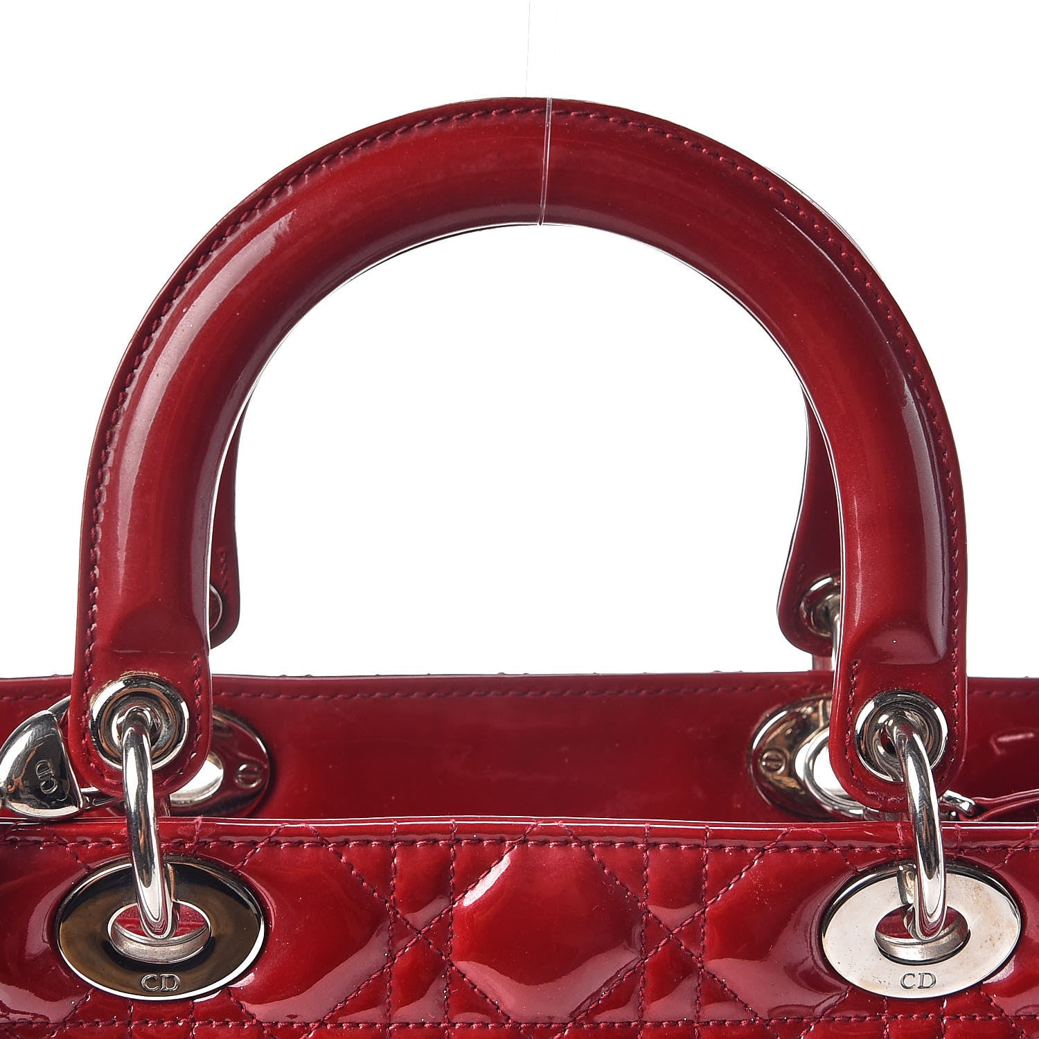 Christian Dior Patent Cannage Large Lady Dior Red 10 of 17