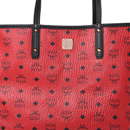 MCM Visetos Medium Project Reversible Shopper Tote Ruby Red Black 10 of 15