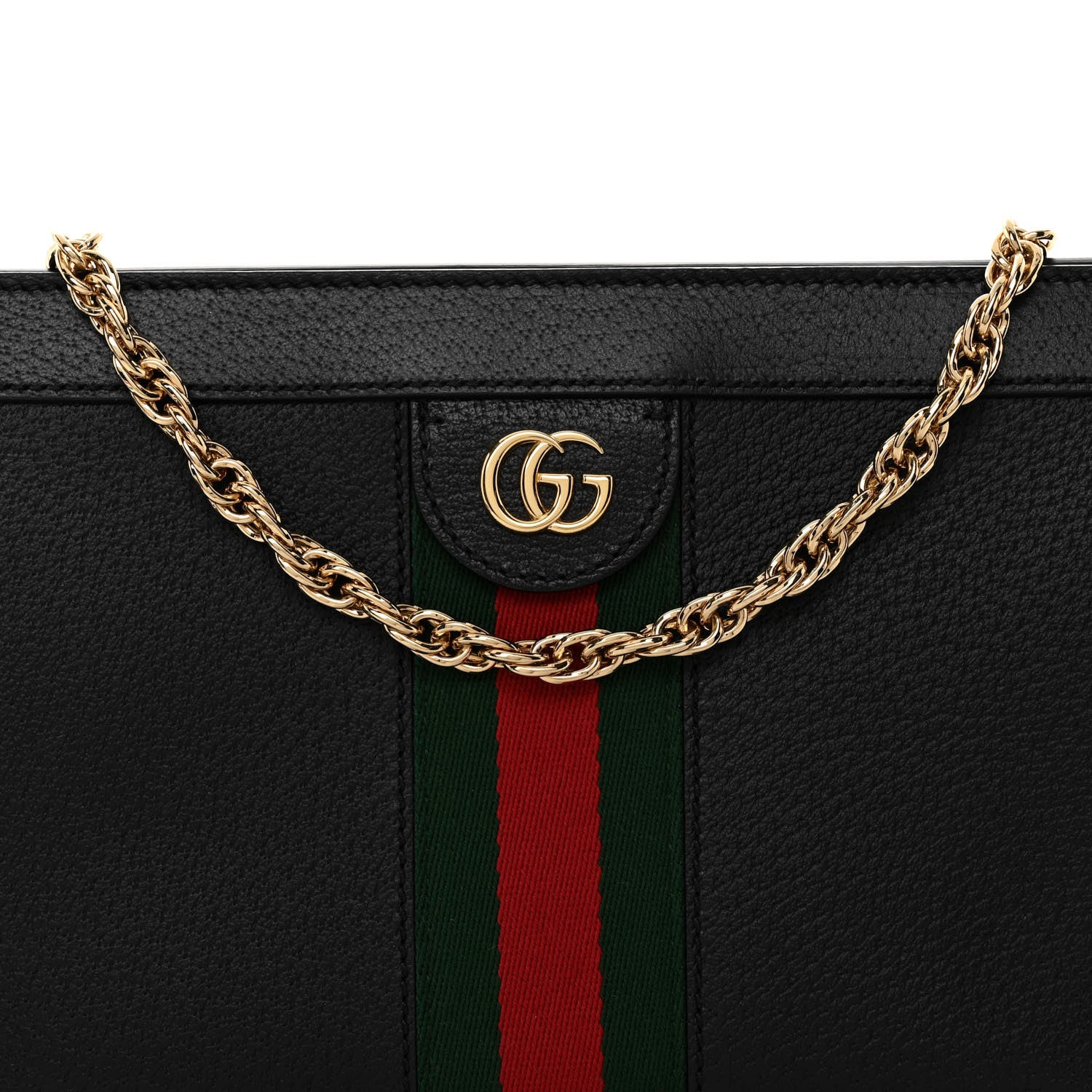 Gucci Calfskin GG Web Small Ophidia Chain Shoulder Bag Black 9 of 11