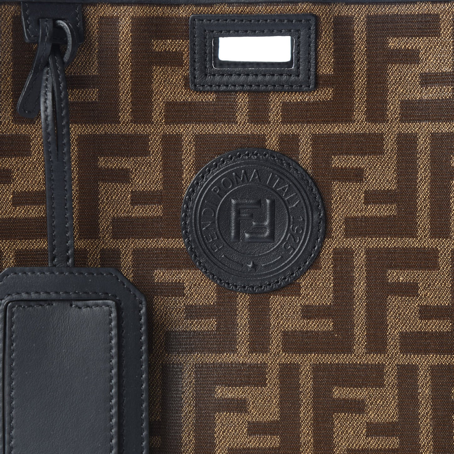 Glazed Fabric Vitello Century FF 1974 Stamp Patch Mini Peekaboo Defender Cover Mogano Panna Black
