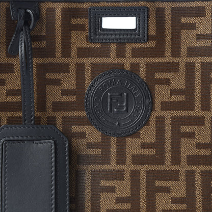 Fendi Glazed Fabric Vitello Century FF 1974 Stamp Patch Mini Peekaboo Defender Cover Mogano Panna Black 9 of 9