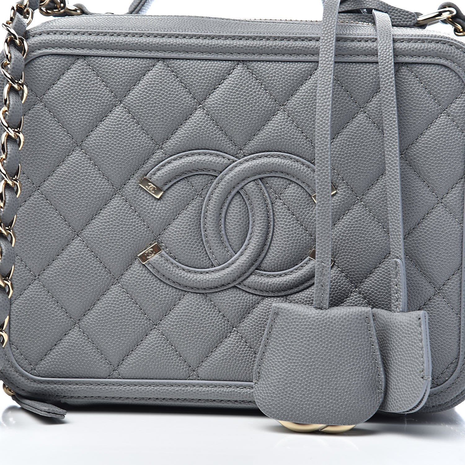 Chanel Caviar Quilted Medium CC Filigree Vanity Case Grey 11 of 11