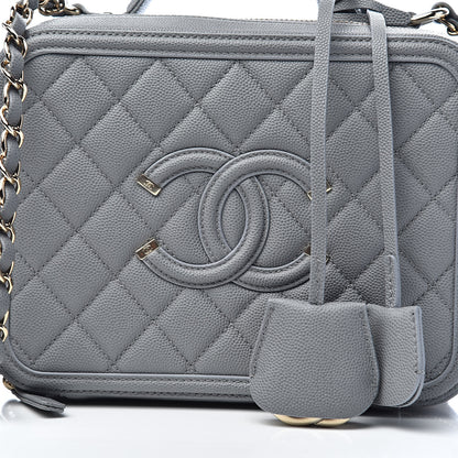 Chanel Caviar Quilted Medium CC Filigree Vanity Case Grey 11 of 11