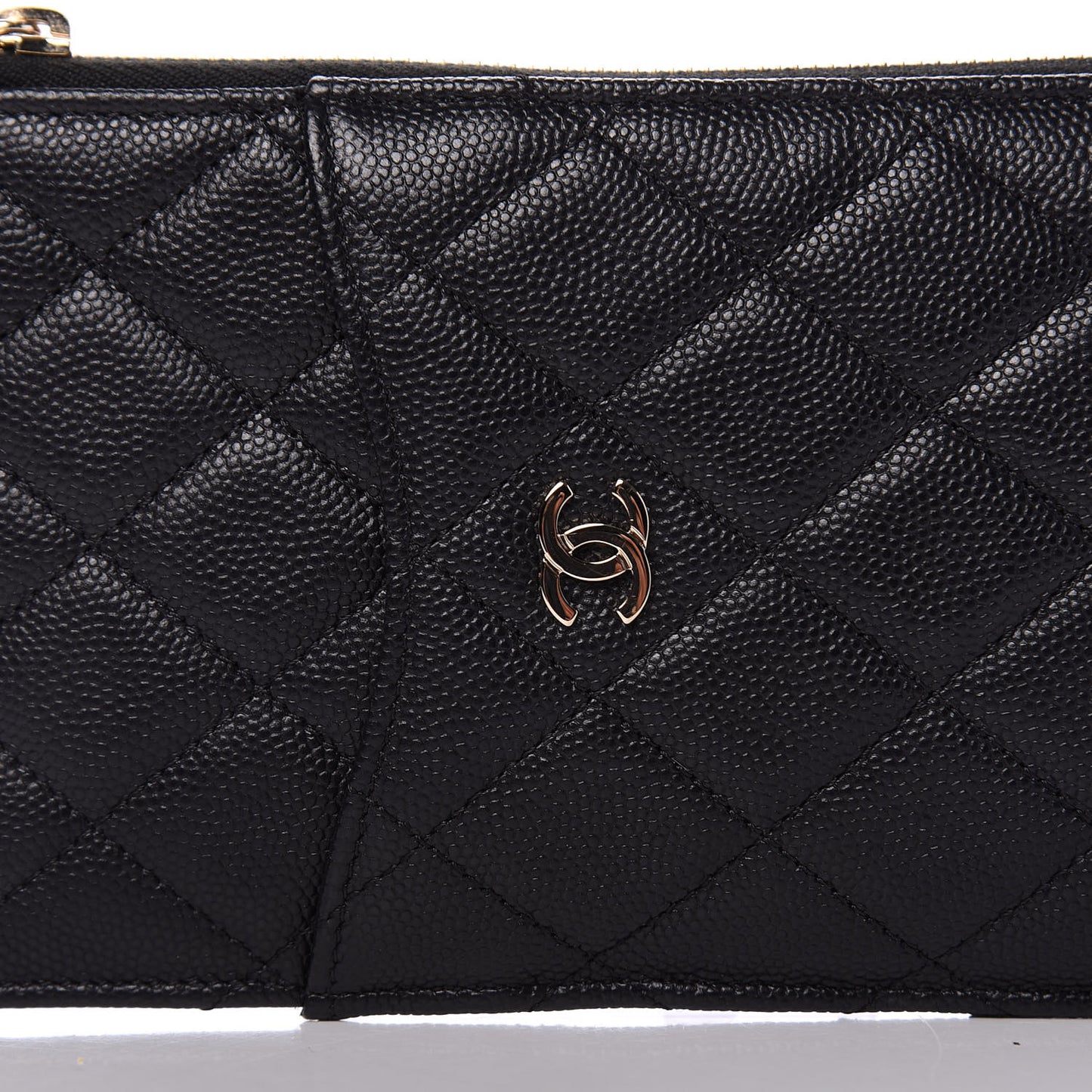 Caviar Quilted Classic Flat Wallet Pouch Black