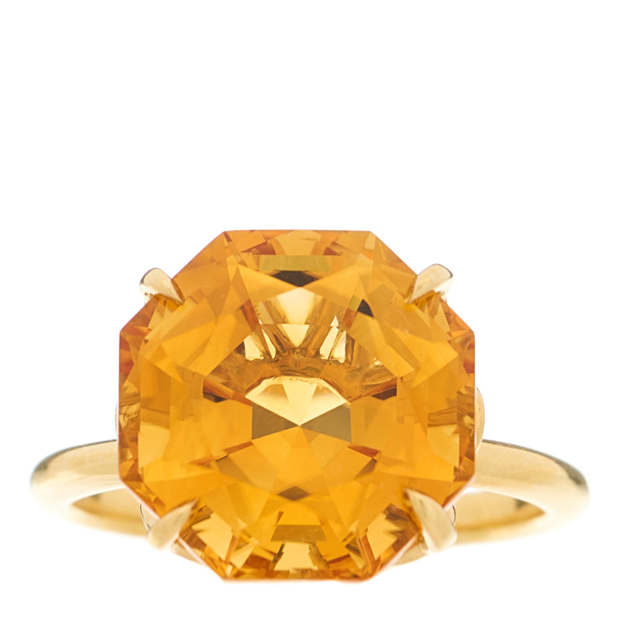 Tiffany 18K Yellow Gold Citrine Octagonal Sparklers Cocktail Ring 55 7.25 1 of 6