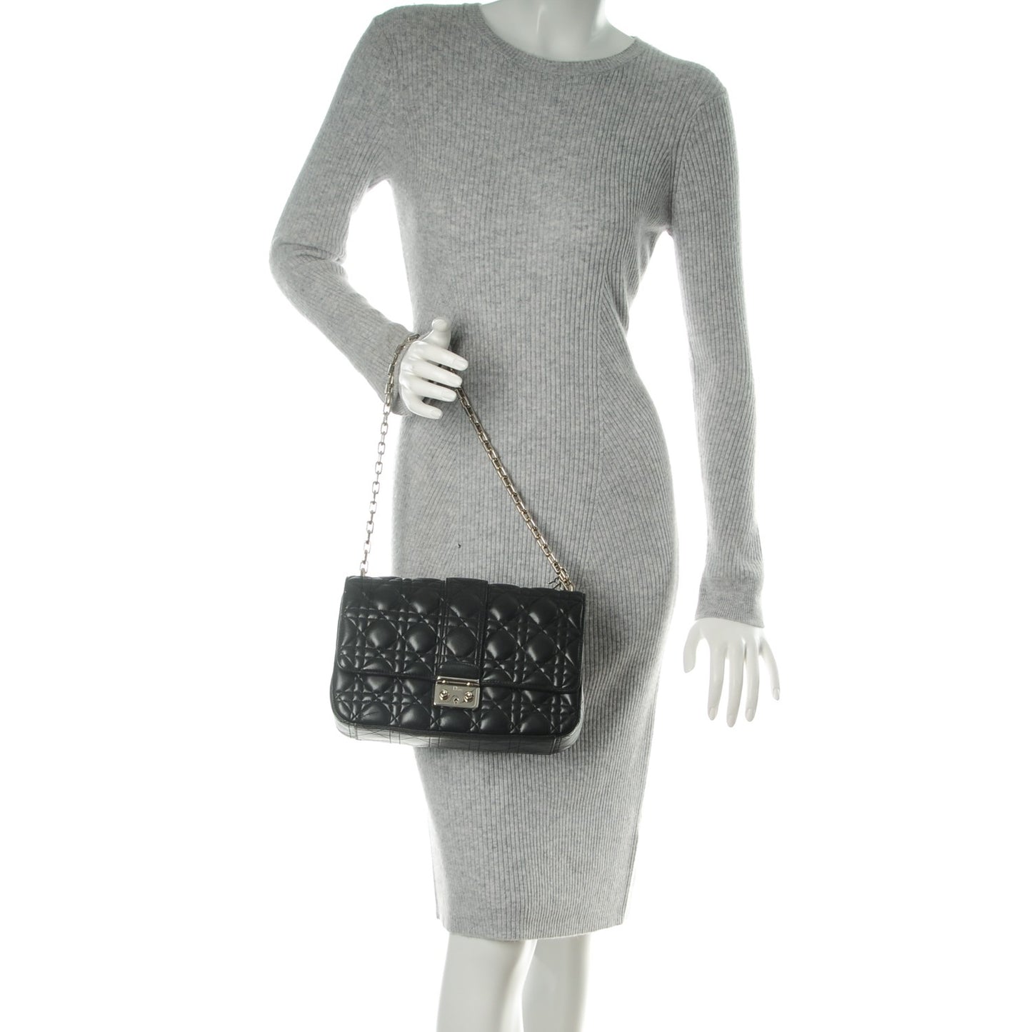 Lambskin Cannage Medium Miss Dior Flap Black
