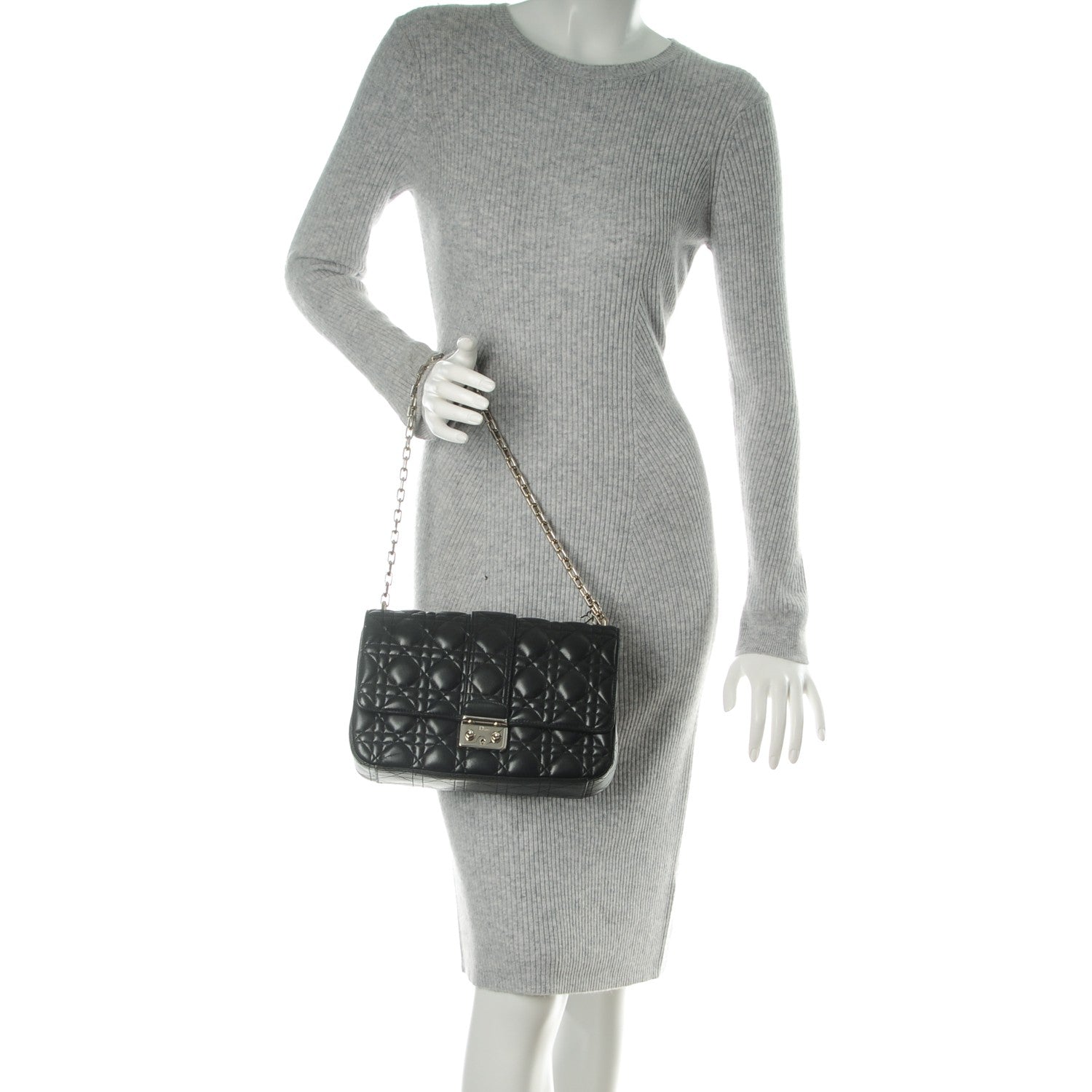 Christian Dior Lambskin Cannage Medium Miss Dior Flap Black 2 of 8