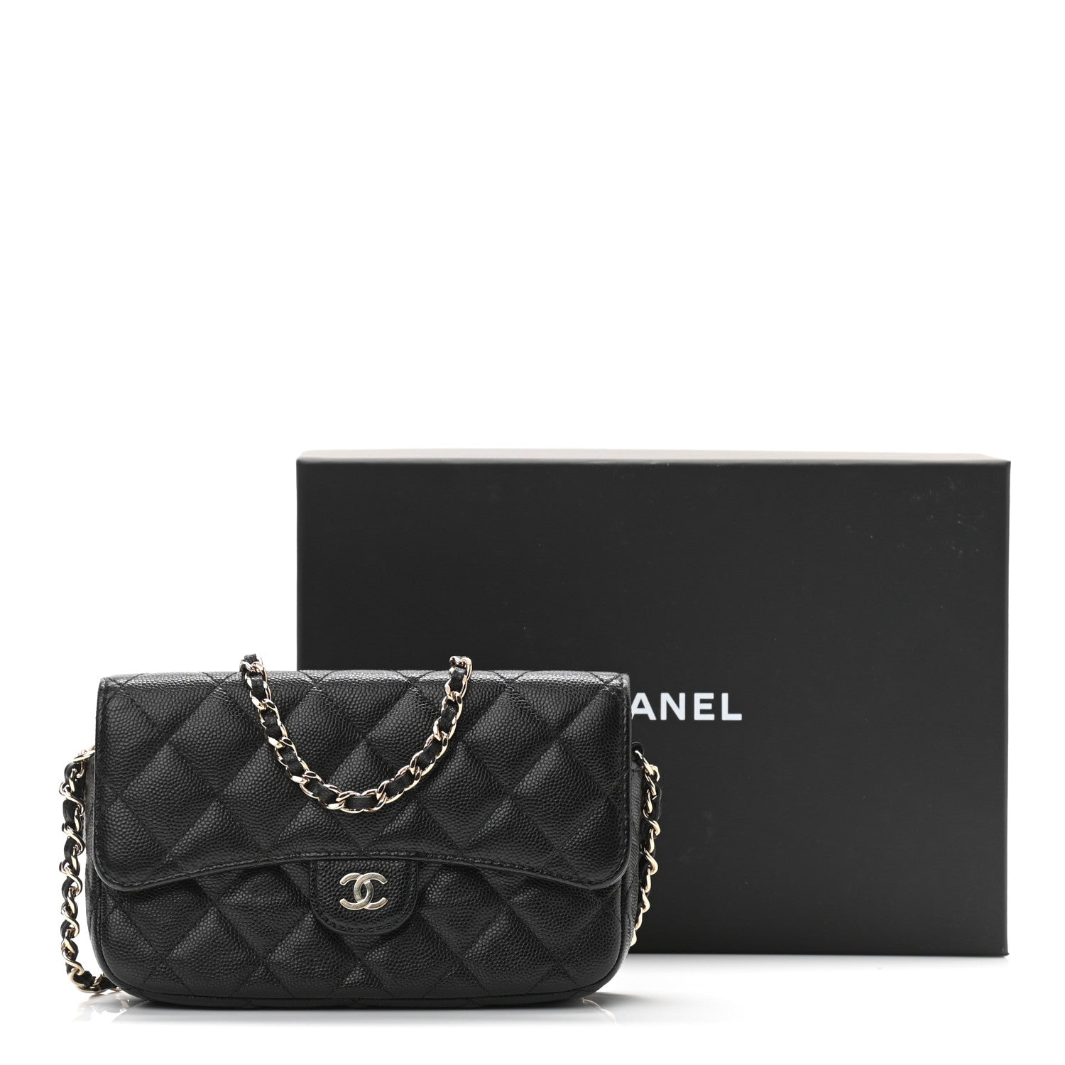 Chanel Caviar Quilted Flap Phone Holder With Chain Black 13 of 13
