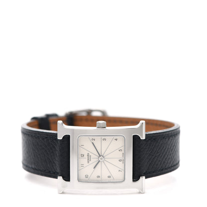Hermes Stainless Steel Epsom 21mm Heure H Hour Quartz Watch Noir 4 of 8
