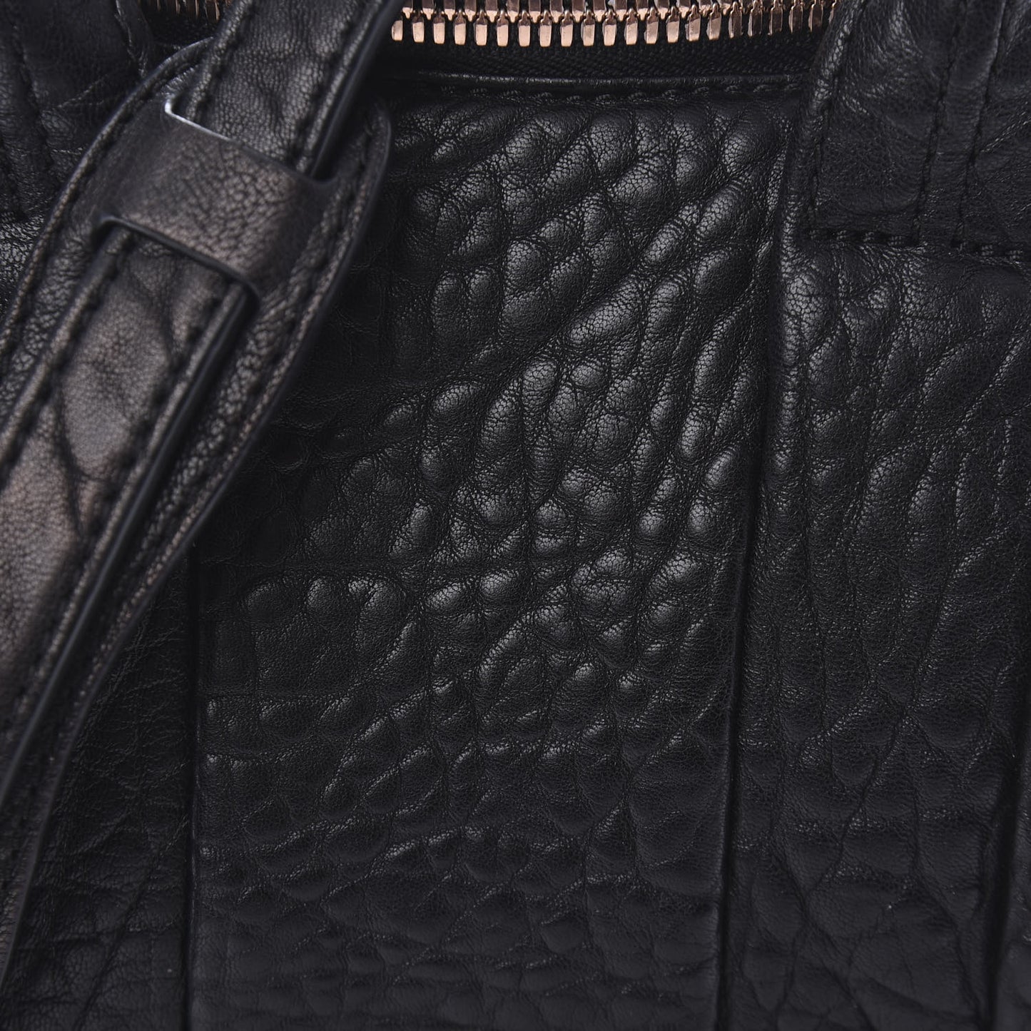 Pebbled Lambskin Mini Rockie Black Rose Gold Hardware