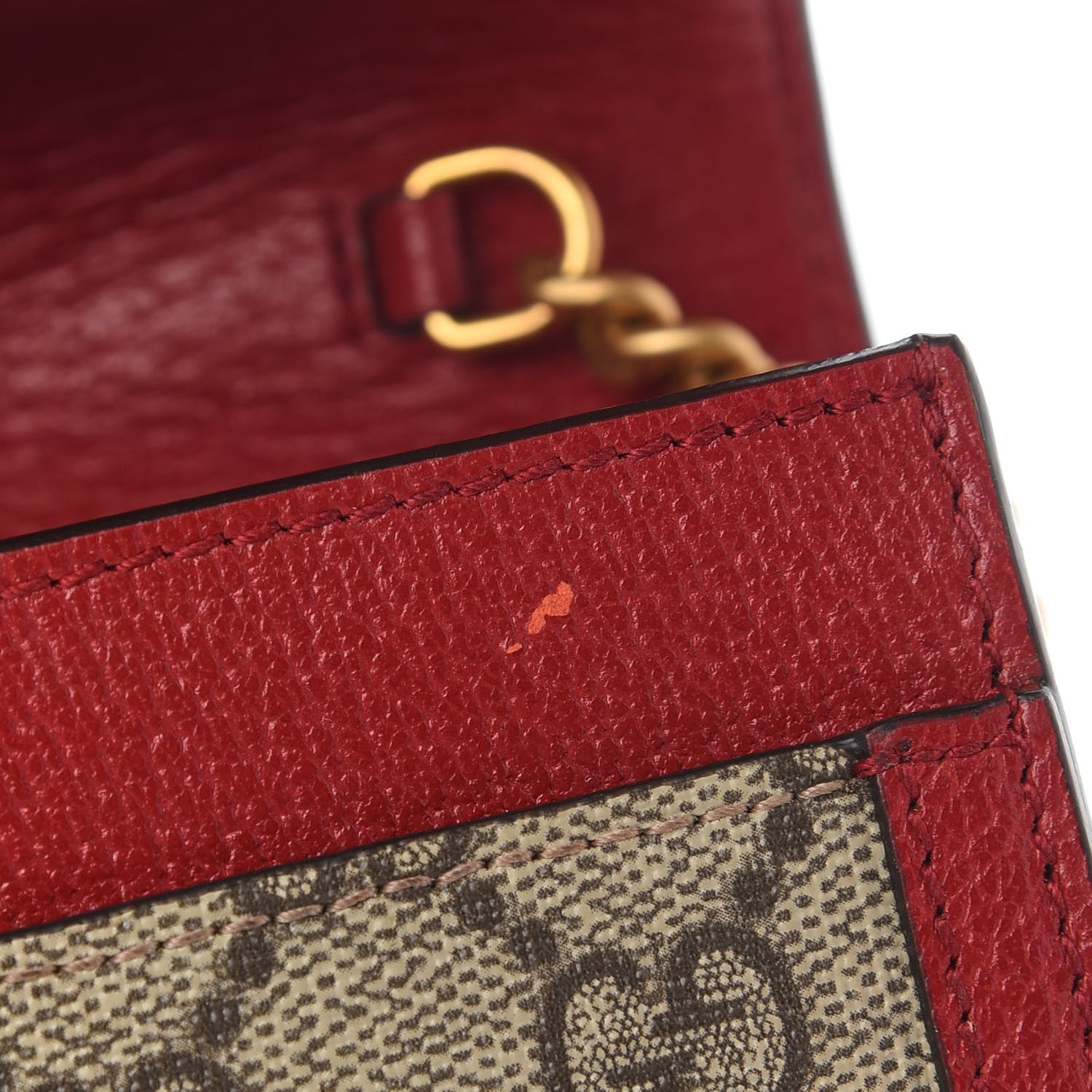 Gucci GG Supreme Monogram Web Queen Margaret Chain Wallet Red 9 of 10
