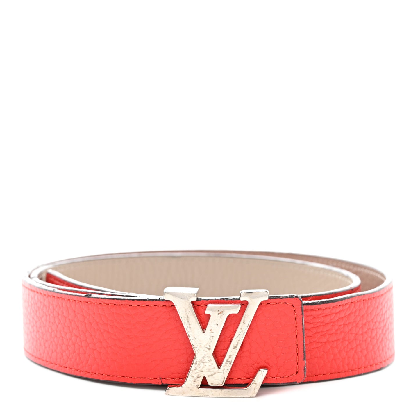 Taurillon Calfskin 30mm LV Initiales Belt 80 32 Galet Corail
