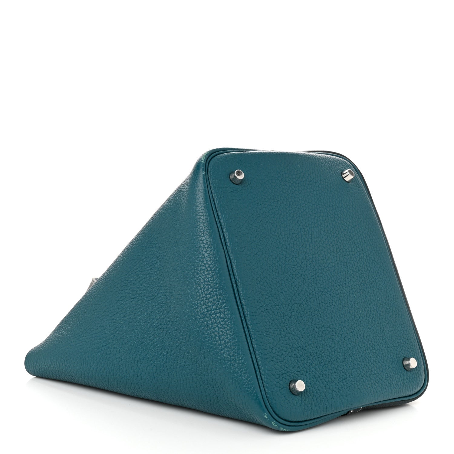 Hermes Taurillon Clemence Casaque Picotin Lock 22 MM Vert Bosphore Deep Bleu 4 of 11