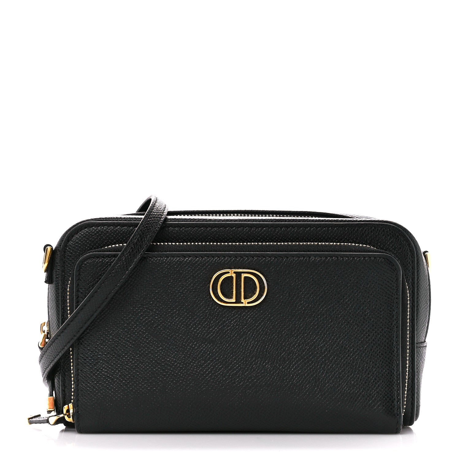 Christian Dior Grained Calfskin Caro Double Pouch Black 1 of 11