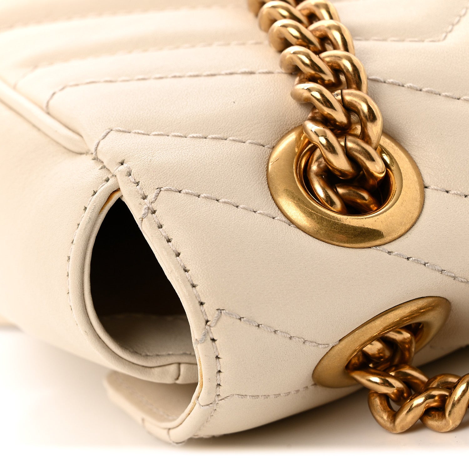 Gucci Calfskin Matelasse Small GG Marmont Shoulder Bag White 14 of 16