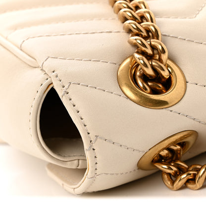 Gucci Calfskin Matelasse Small GG Marmont Shoulder Bag White 14 of 16