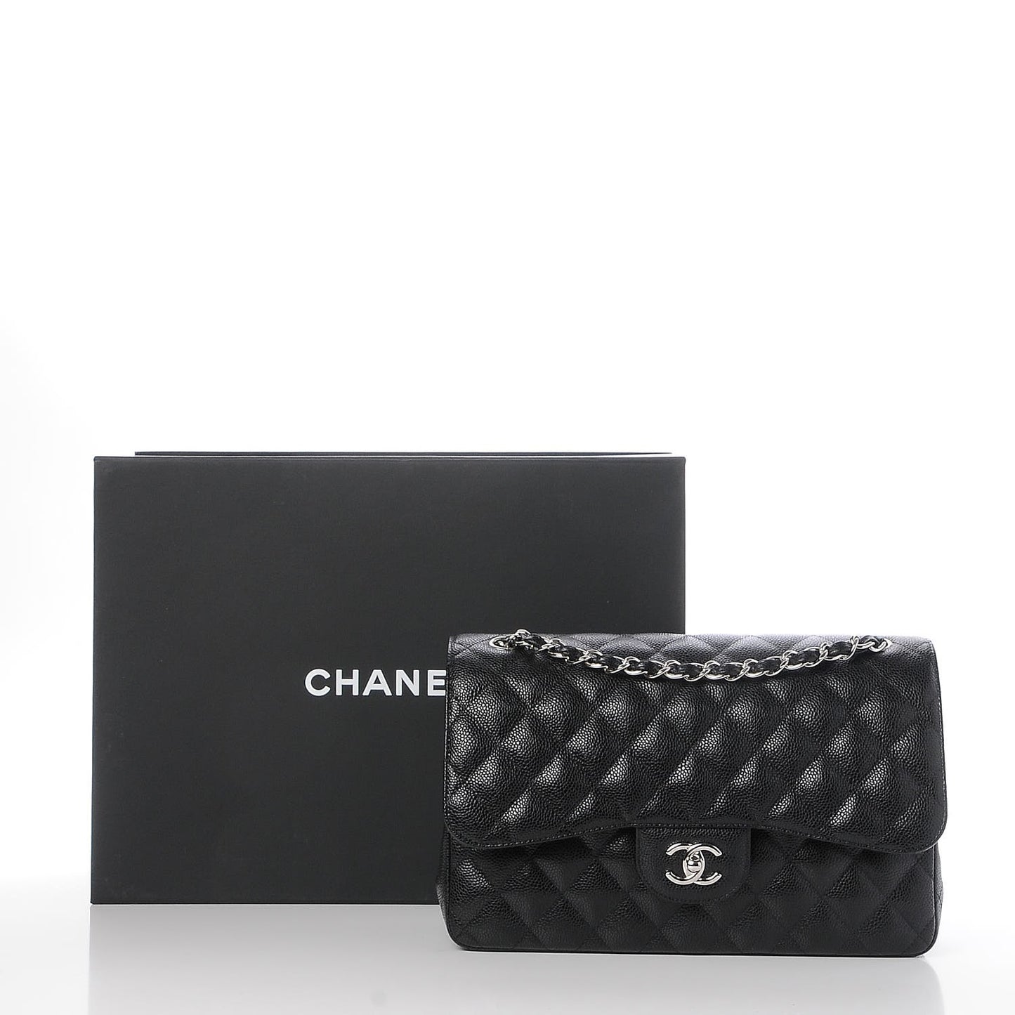 Caviar Quilted Jumbo Double Flap Black