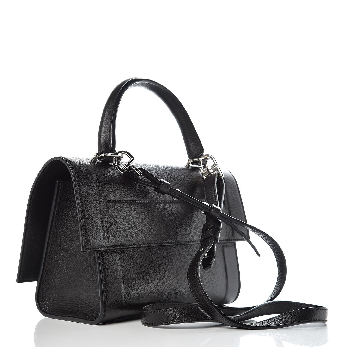 Grained Calfskin Mini Shark Lock Satchel Black