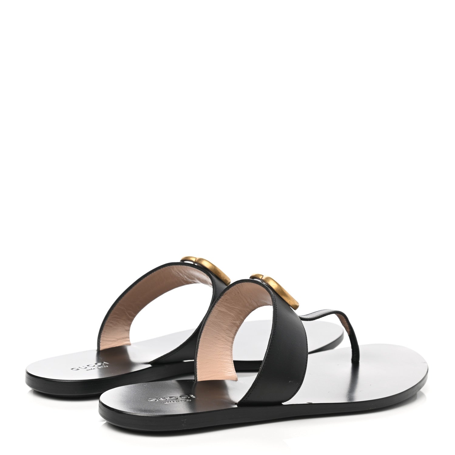 Gucci Calfskin GG Marmont Thong Sandals 38.5 Black 4 of 8