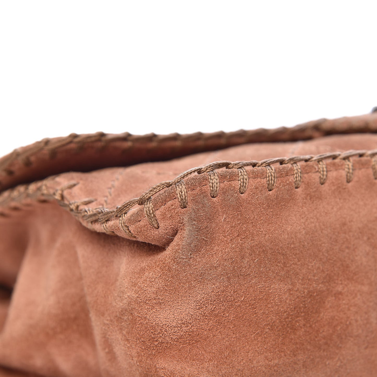Suede Calfskin Stitch Flap Light Brown