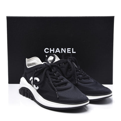 Chanel Lycra Womens CC Sneakers 36.5 Black 10 of 10