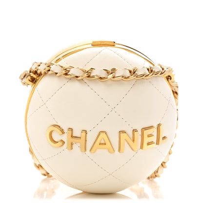 Chanel Lambskin Quilted Sphere Minaudiere Chain Clutch White 1 of 9