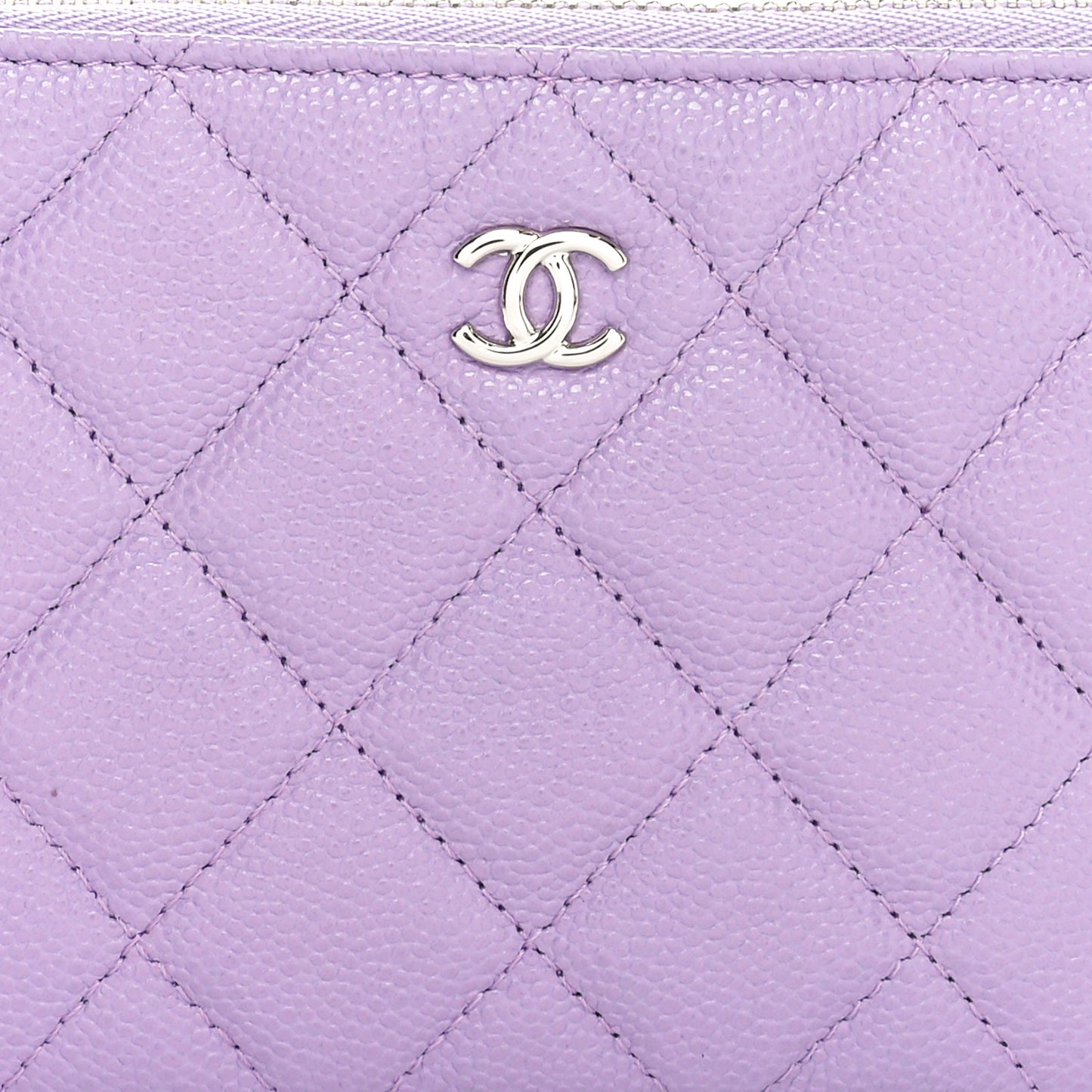 Caviar Quilted Small Cosmetic Case Light Purple