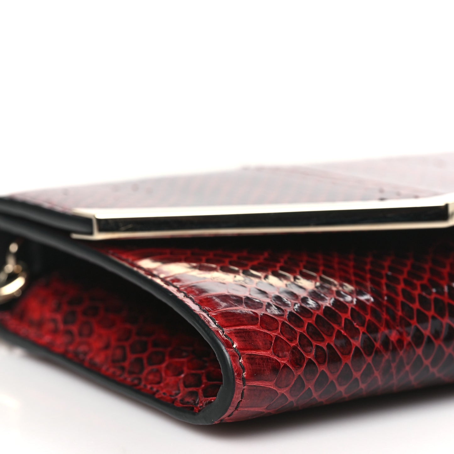 Snakeskin Embossed Wallet on Chain Red