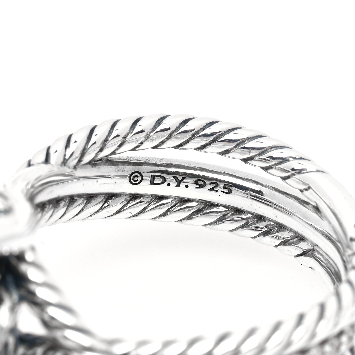 David Yurman Sterling Silver Diamond Black Onyx 15mm Cable Wrap Ring 54 7 4 of 4