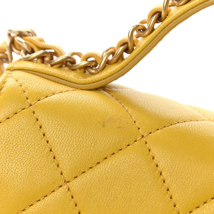 Chanel Lambskin Quilted Small Chain Infinity Top Handle Flap Yellow 14 of 15