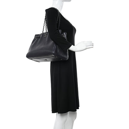 Chanel Metallic Grained Calfskin Woven Chain Medium Shopping Tote Dark Navy 2 of 10