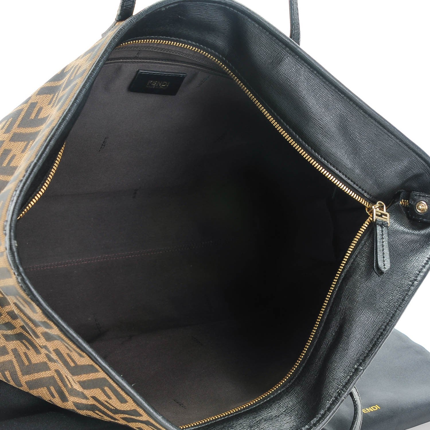 Fendi Zucca Vitello Elite Medium Roll Tote Tobacco Black 7 of 11