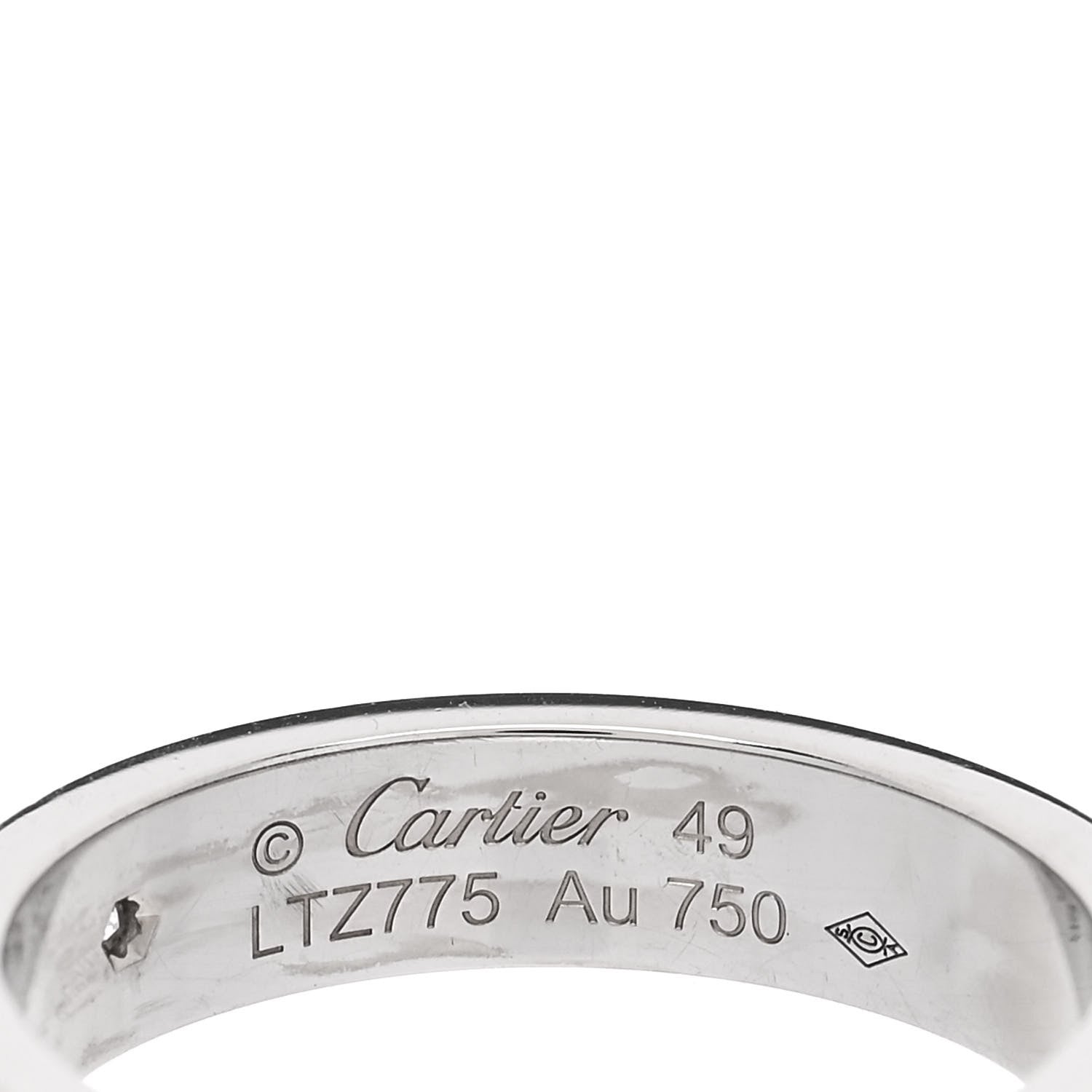 Cartier 18K White Gold Diamond 4mm LOVE Wedding Band Ring 49 4.75 4 of 5